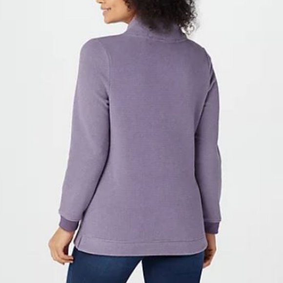 Denim & Co Chenille Fleece Tunic w/ Crossover Neck - Picture 2 of 2